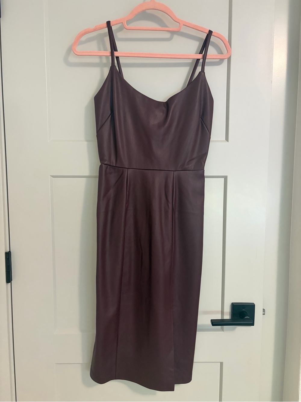 Steve Madden Plum Faux Leather Midi Dress, size 0